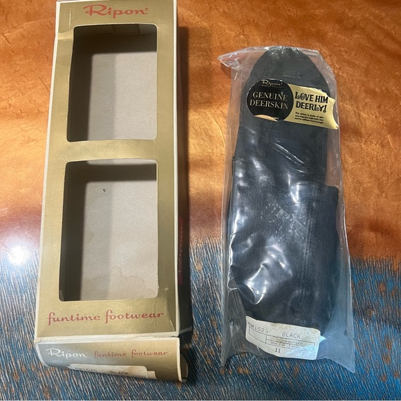 Vintage Ripon Deerskin leather slipper black size 11 made in USA new - Picture 8 of 12